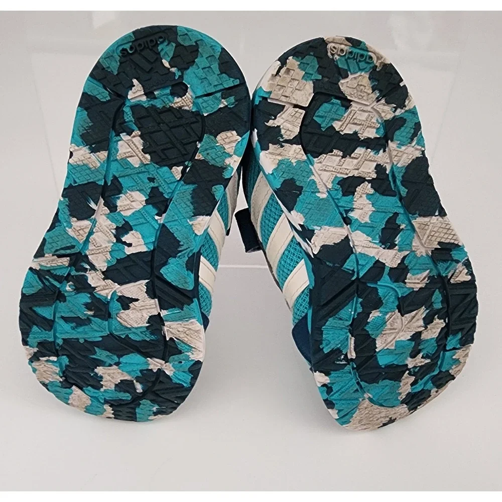 Adidas Alta Run Kids Size 8K Teal Navy Blue Camo Sole Hook Loop AF4356 EUC